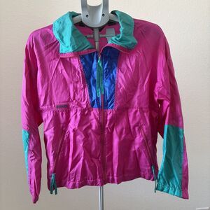 Vintage Columbia Retro Jacket Womens Sz 1‎ Neon Pink Windbreaker 90s Gorpcore